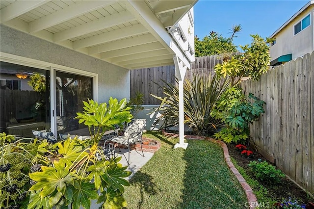 view of yard with a patio area