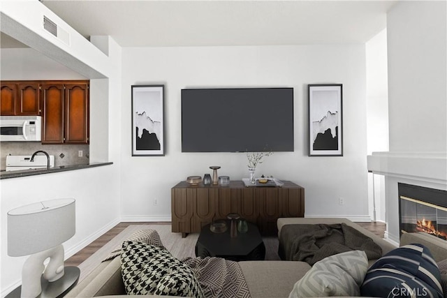 living room featuring light hardwood / wood-style flooring