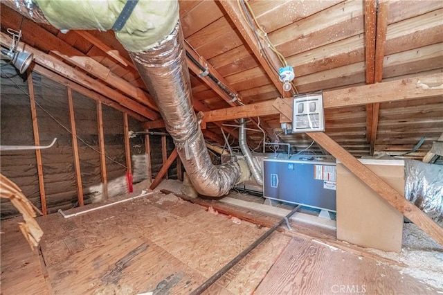 view of unfinished attic