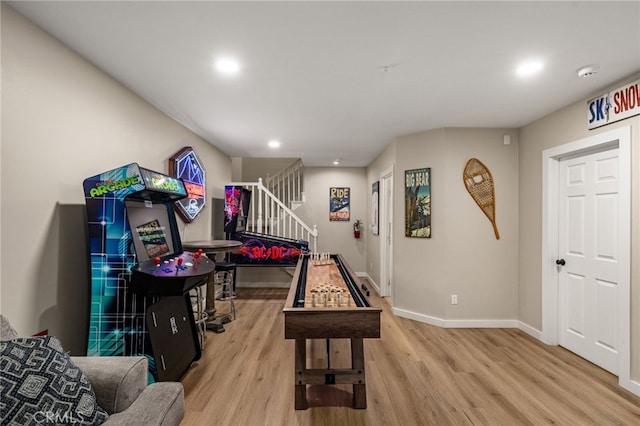 playroom featuring light hardwood / wood-style flooring