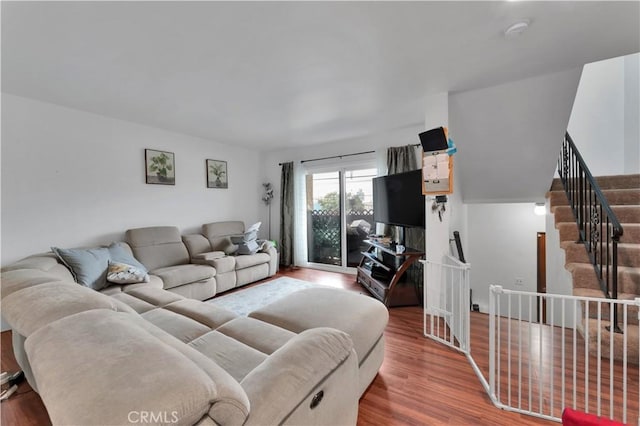 living room with wood-type flooring