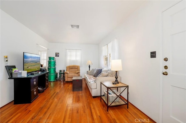 living room with wood-type flooring