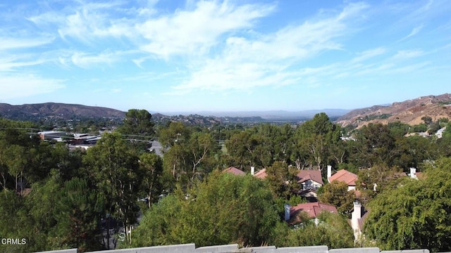 birds eye view of property featuring a mountain view