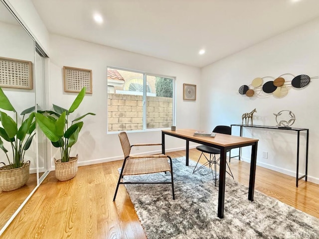 office space featuring light hardwood / wood-style flooring