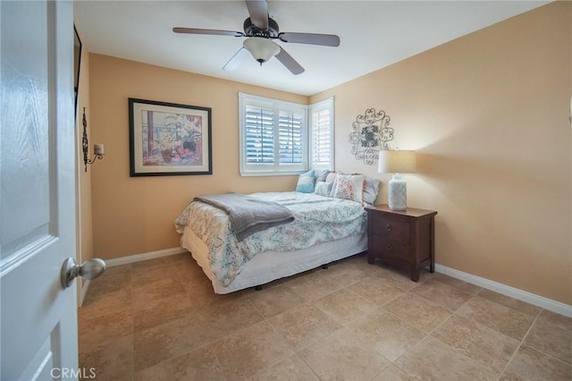 bedroom featuring ceiling fan