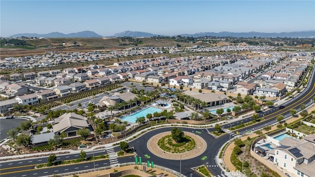 aerial view featuring a residential view and a mountain view