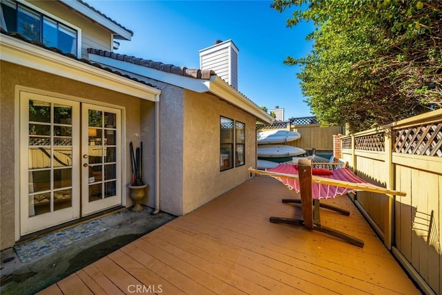 deck featuring french doors