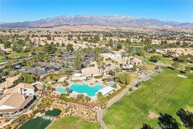 aerial view with a mountain view