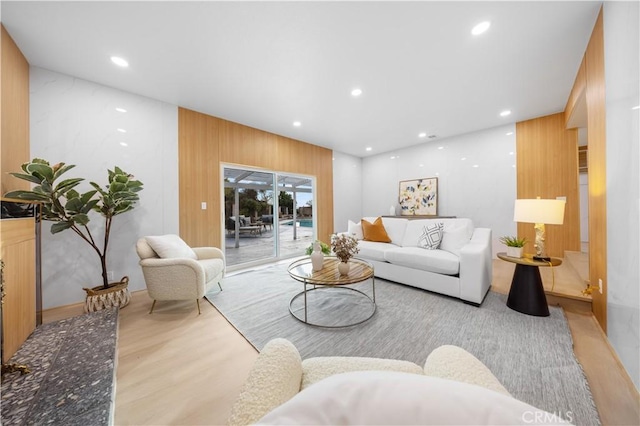 living room featuring light wood-type flooring