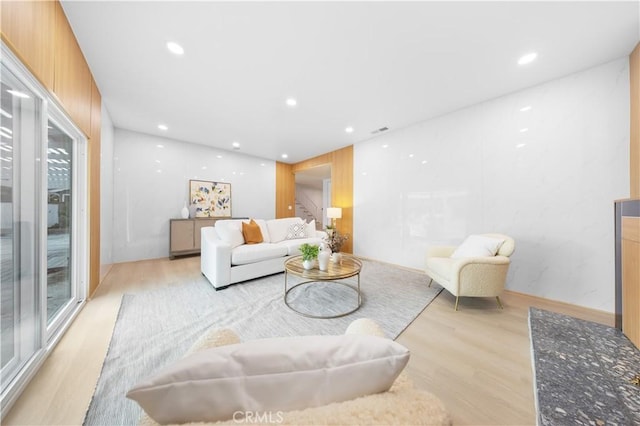 living room featuring light wood-type flooring