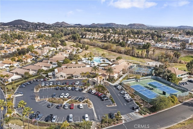 bird's eye view with a mountain view