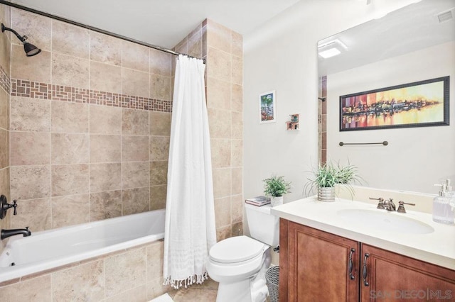 full bathroom featuring vanity, toilet, and shower / bath combo