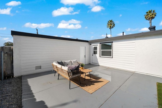 view of patio with an outdoor living space