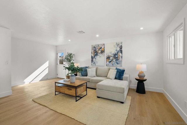 living room featuring light hardwood / wood-style flooring