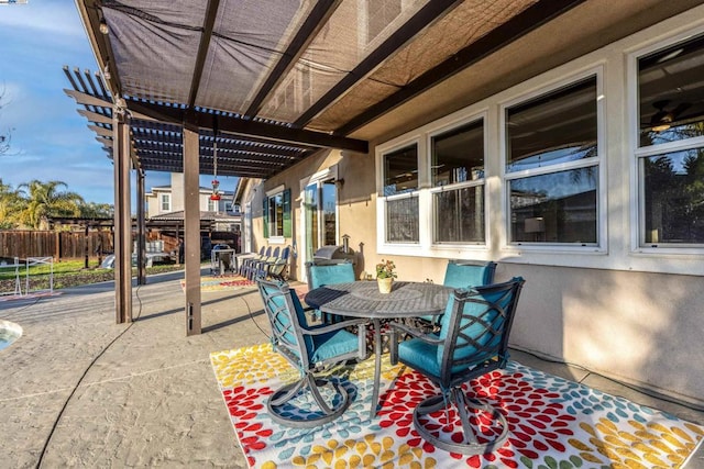 view of patio featuring a pergola