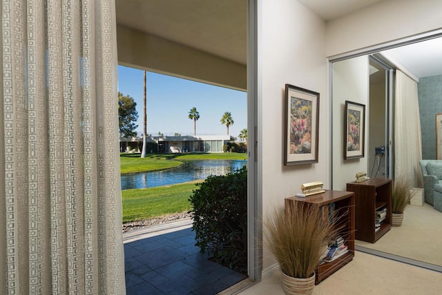 doorway with a water view