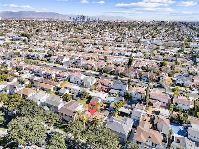 bird's eye view with a mountain view