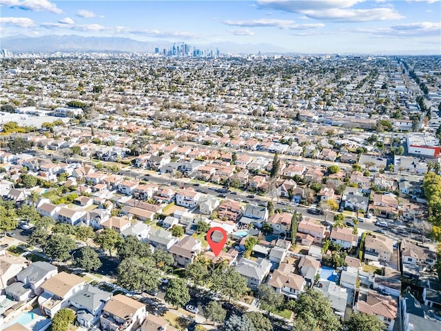 bird's eye view with a mountain view