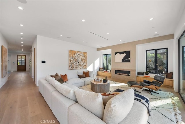 living room with light wood-type flooring