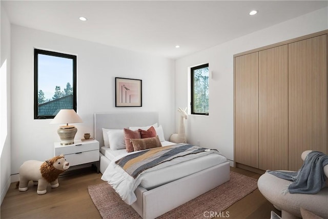 bedroom featuring wood-type flooring