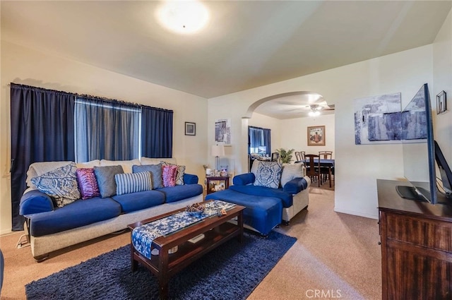 living room with carpet flooring