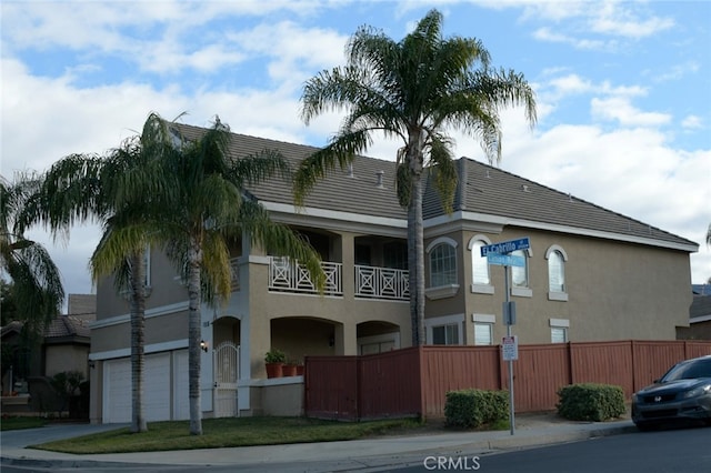 view of building exterior featuring a garage