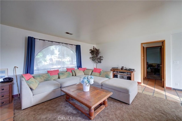 view of tiled living room