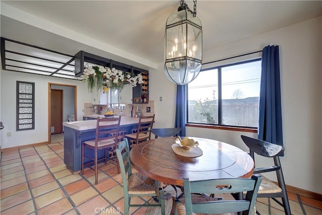 view of tiled dining room