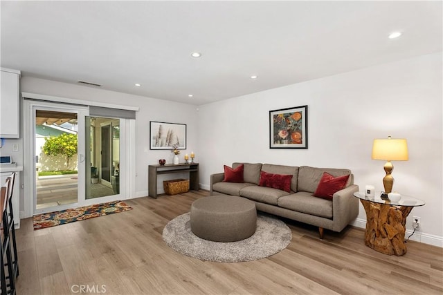 living room with light wood-type flooring