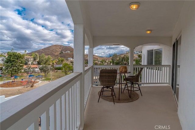 balcony with a mountain view