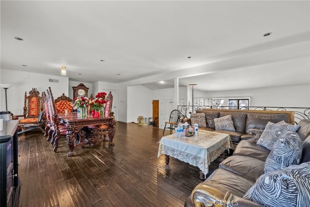 living room with hardwood / wood-style floors