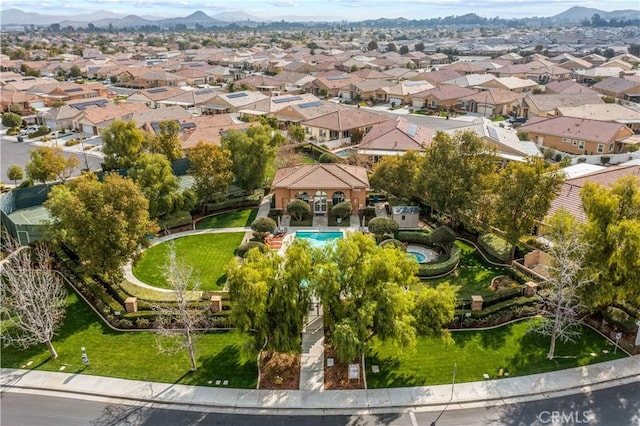 bird's eye view with a mountain view