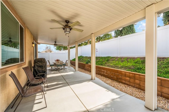 view of patio / terrace with ceiling fan