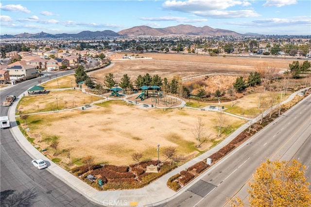 bird's eye view featuring a mountain view