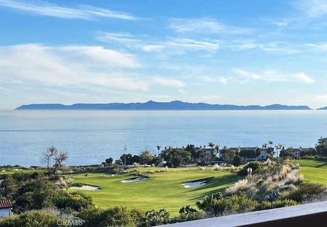 water view featuring a mountain view and view of golf course