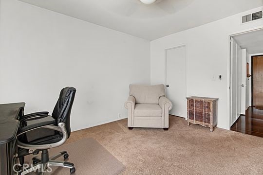 view of carpeted office space