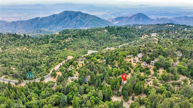 drone / aerial view with a mountain view