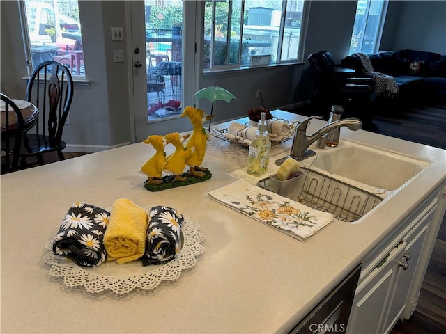 kitchen with light countertops and a sink