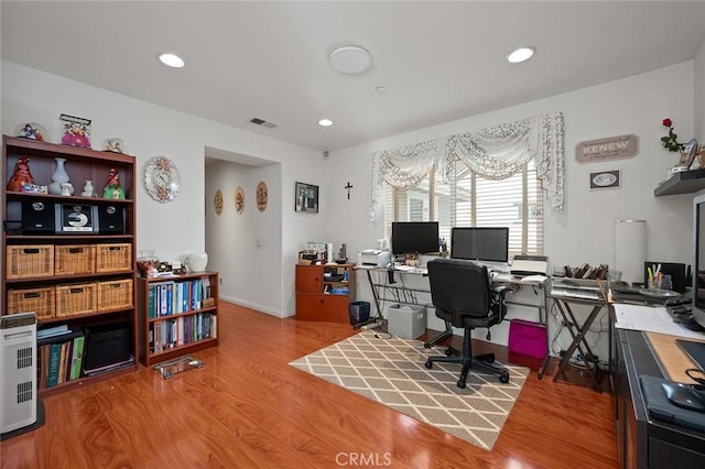 office area featuring hardwood / wood-style floors