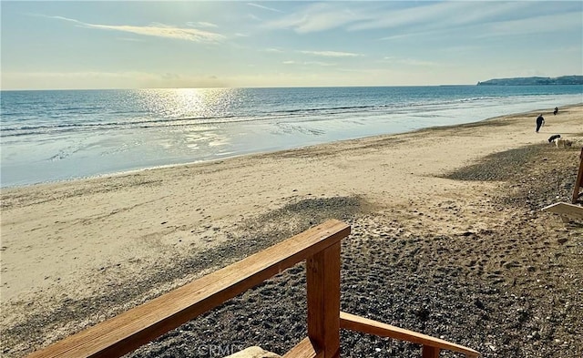 view of water feature with a view of the beach