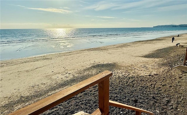 view of water feature featuring a view of the beach