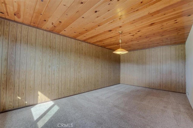 bonus room featuring wood ceiling and light colored carpet