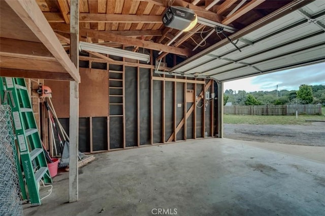 garage with a garage door opener