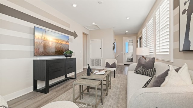 living room featuring light hardwood / wood-style flooring