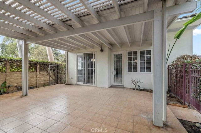 view of patio featuring a pergola