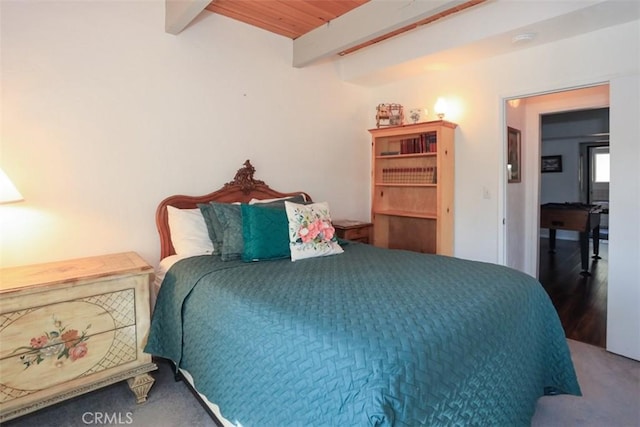 bedroom with beamed ceiling