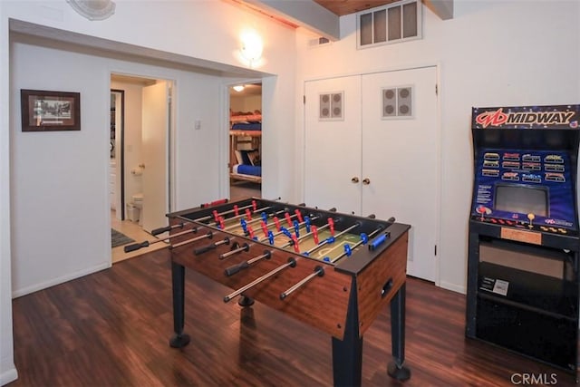 playroom featuring dark hardwood / wood-style floors