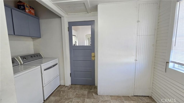 laundry area featuring washer and clothes dryer and cabinets