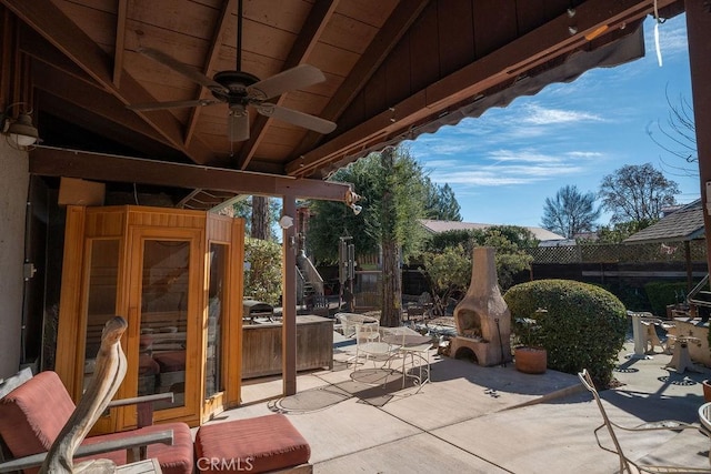 view of patio with ceiling fan