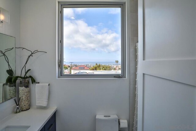 bathroom featuring vanity and toilet